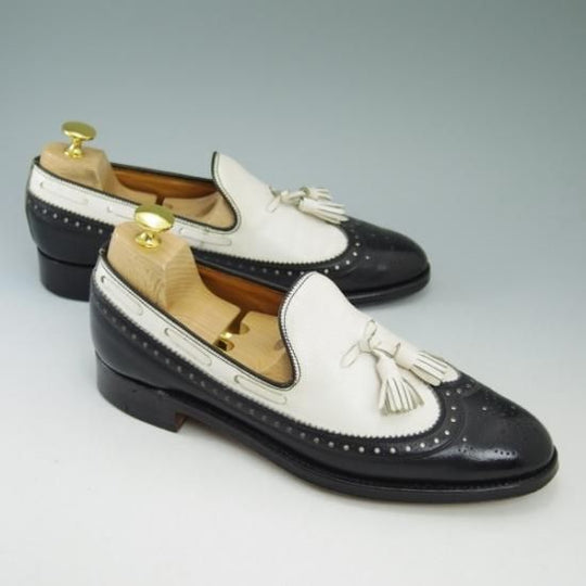 極美品★'80s(英)テクニック社製 UK7程度/US8D 【★(米)THE BRITISH ISLES COLLECTION別注品】 コンビ色/タッセルローファー/technic★b218