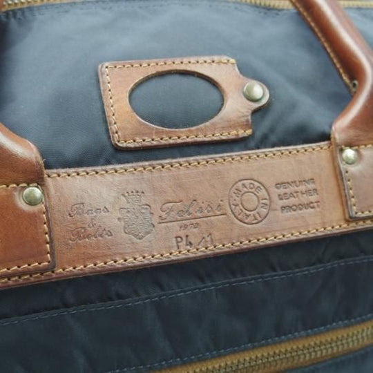 ★フェリージ【定価7万円程度★P4-1/ボストンバッグ】レザー×ナイロン/ネイビー×ブラウン/メンズ ビジネス バッグ/Felisi★N4839