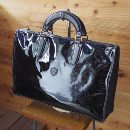 美品★フェリージ【定価8万円程度★9841/ブリーフケース】パテント/黒/エナメル/メンズ ビジネス バッグ/Felisi★N4840