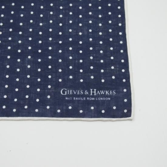 未使用★(英)GIEVES & HAWKES【★チーフ/ポケットチーフ】麻/メンズ/ギーブス&ホークス★b229