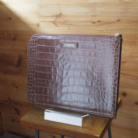 美品★J&Mデヴィッドソン【★英国製】クラッチバッグ/クロコ型押し/ユニセックス/メンズ&レディース クラッチ バッグ/J&M Davidson★N4866