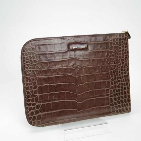 美品★J&Mデヴィッドソン【★英国製】クラッチバッグ/クロコ型押し/ユニセックス/メンズ&レディース クラッチ バッグ/J&M Davidson★N4866