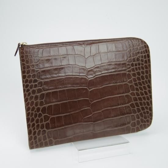 美品★J&Mデヴィッドソン【★英国製】クラッチバッグ/クロコ型押し/ユニセックス/メンズ&レディース クラッチ バッグ/J&M Davidson★N4866