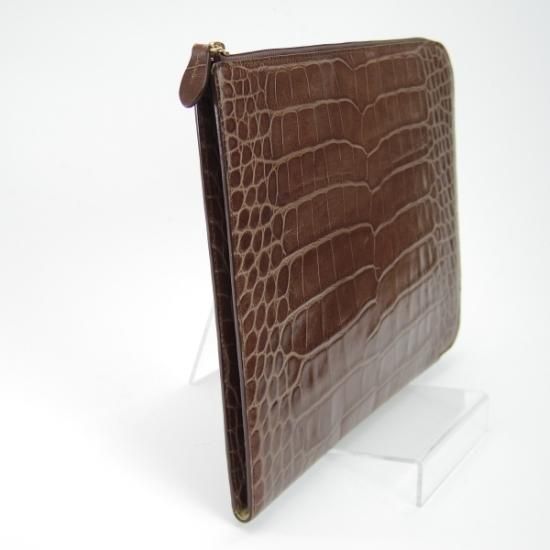美品★J&Mデヴィッドソン【★英国製】クラッチバッグ/クロコ型押し/ユニセックス/メンズ&レディース クラッチ バッグ/J&M Davidson★N4866