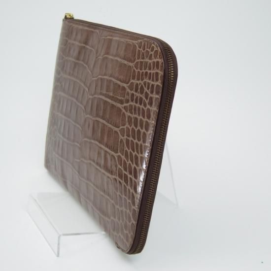 美品☆J&Mデヴィッドソン【☆英国製】クラッチバッグ/クロコ型押し