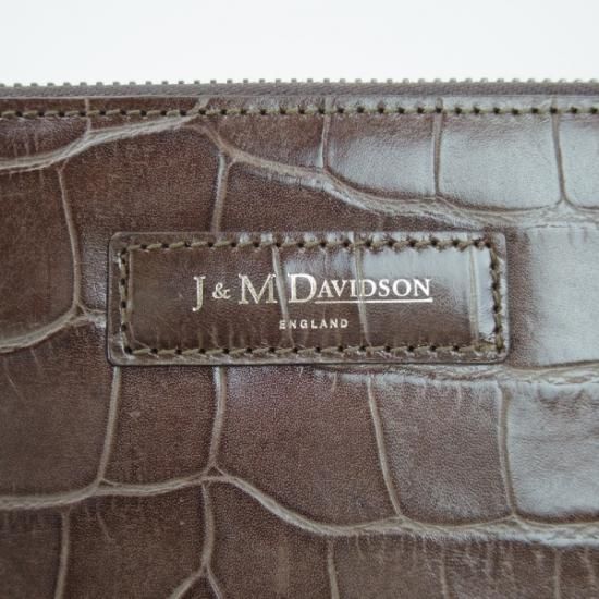 美品☆J&Mデヴィッドソン【☆英国製】クラッチバッグ/クロコ型押し