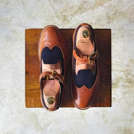 極美品★ユケテン(レディース) US4.5【★カーフ×スエード コンビ仕様】バックル付き スリッポン/YUKETEN★b299