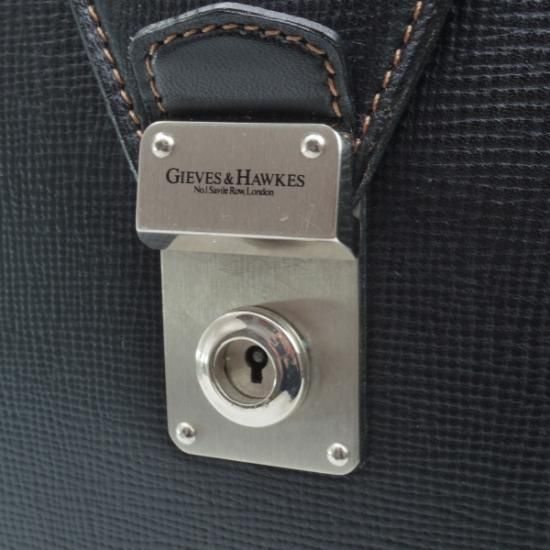 極上★(英)GIEVES & HAWKES/ギーブス&ホークス【★鞄】ダレスバッグ/レザー 黒/メンズ ビジネス バッグ★N4872