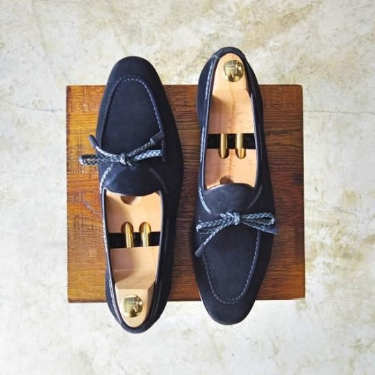 美品★サントーニ SIZE 7.5【★ビームス/BEAMS別注】リボンローファー/タッセル/スエード/Santoni★b324