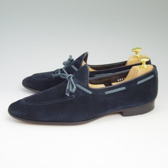 美品★サントーニ SIZE 7.5【★ビームス/BEAMS別注】リボンローファー/タッセル/スエード/Santoni★b324