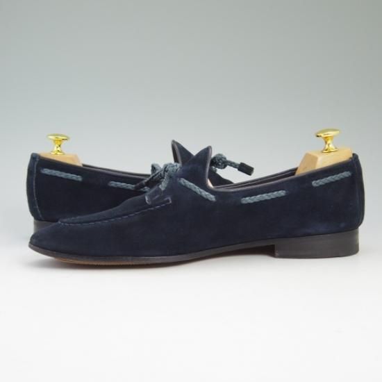 美品★サントーニ SIZE 7.5【★ビームス/BEAMS別注】リボンローファー/タッセル/スエード/Santoni★b324