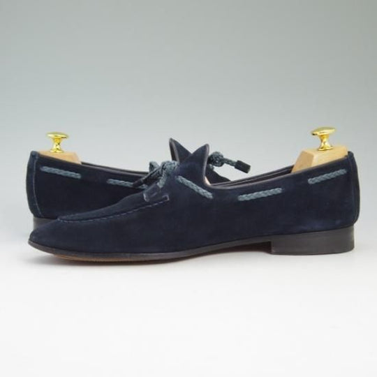 美品★サントーニ SIZE 7.5【★ビームス/BEAMS別注】リボンローファー/タッセル/スエード/Santoni★b324
