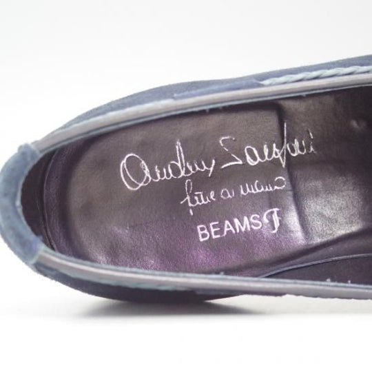 美品★サントーニ SIZE 7.5【★ビームス/BEAMS別注】リボンローファー/タッセル/スエード/Santoni★b324