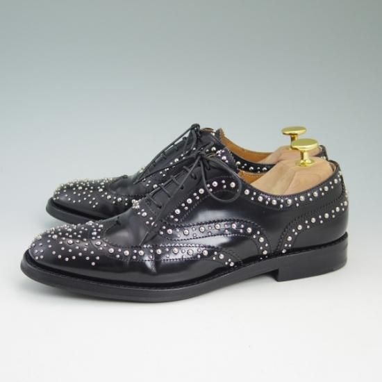 美品★チャーチ(レディース) 24cm/SIZE 37【★BURWOOD MET/バーウッド/スタッズ】ポリッシュドバインダー/ウイングチップ/Church's★b326