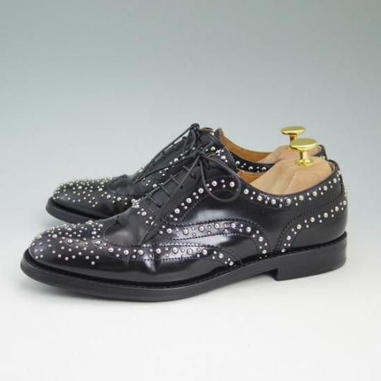 美品★チャーチ(レディース) 24cm/SIZE 37【★BURWOOD MET/バーウッド/スタッズ】ポリッシュドバインダー/ウイングチップ/Church's★b326
