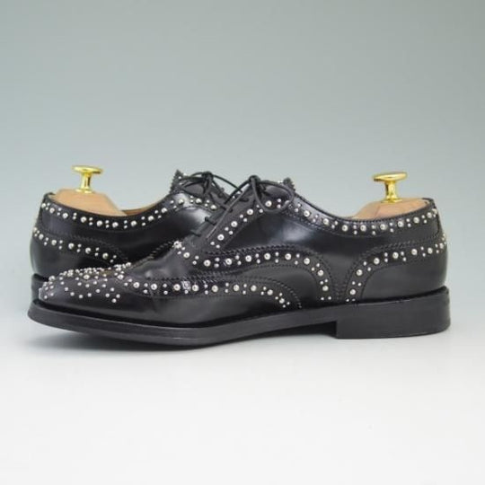 美品★チャーチ(レディース) 24cm/SIZE 37【★BURWOOD MET/バーウッド/スタッズ】ポリッシュドバインダー/ウイングチップ/Church's★b326