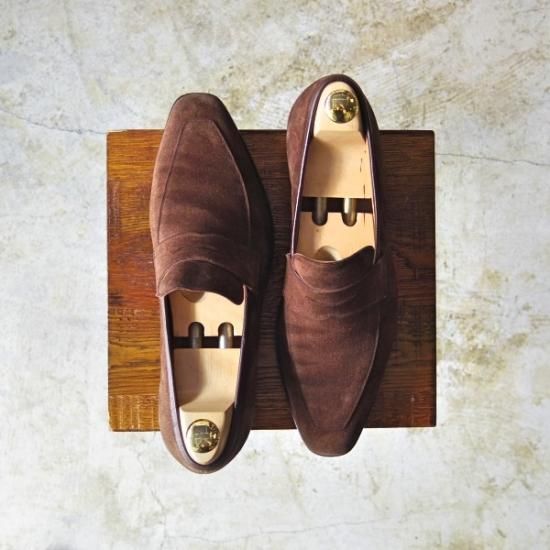 極上★クロケット&ジョーンズ 7E【★メルトン/MERTON】348ラスト/スエード/コインローファー/Crockett&Jones★b338