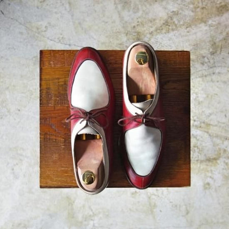 ★(仏)エルメス(レディース) SIZE 37 【★希少!!ビンテージHermes/赤×白 コンビカラー】 Uチップ★b351