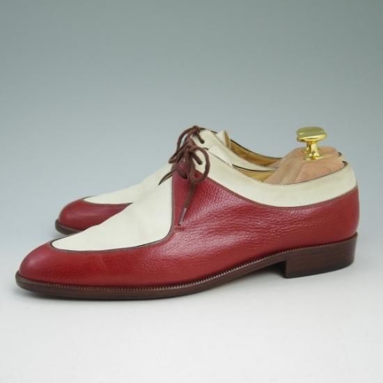 ★(仏)エルメス(レディース) SIZE 37 【★希少!!ビンテージHermes/赤×白 コンビカラー】 Uチップ★b351