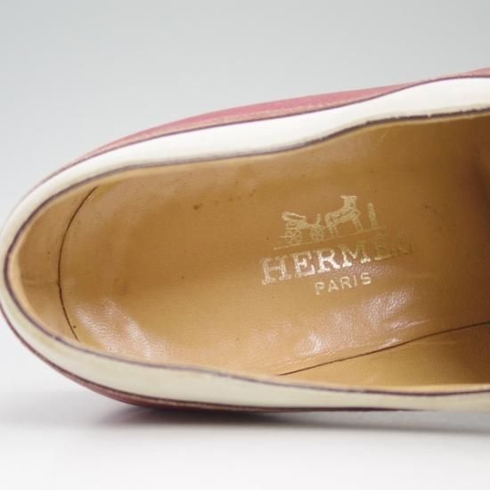 ★(仏)エルメス(レディース) SIZE 37 【★希少!!ビンテージHermes/赤×白 コンビカラー】 Uチップ★b351
