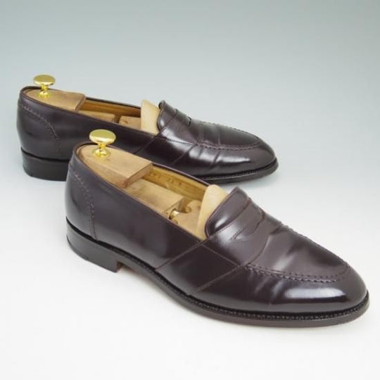 美品★ブルックスブラザーズ 7.5D 【★超希少!!新喜皮革コードバン使用】バーガンディー/コインローファー/BROOKS BROTHERS★b354