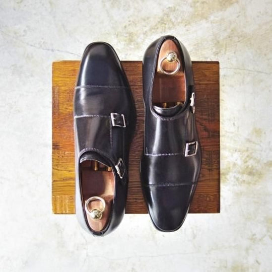 新品★(伊)サントーニ SIZE 7.5【★ダブルモンク/カーフ】モンクストラップ/FIRST SUPER NERO/7289/Santoni★b357