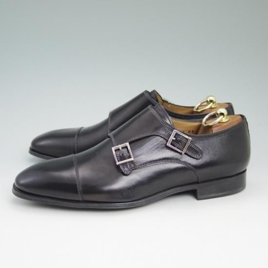 新品★(伊)サントーニ SIZE 7.5【★ダブルモンク/カーフ】モンクストラップ/FIRST SUPER NERO/7289/Santoni★b357