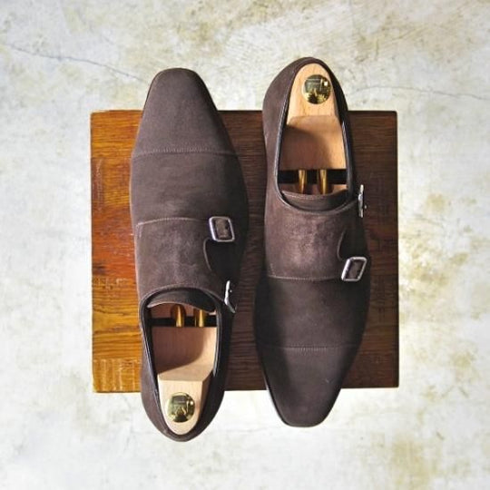 美品★クロケット&ジョーンズ 8.5D【★ハンドグレードライン/LOWNDES 2】スエード/341ラスト/ダブルモンク/Crockett&Jones★b360