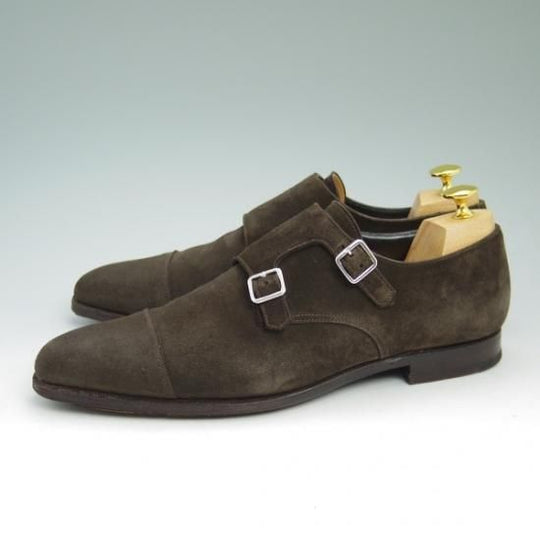 美品★クロケット&ジョーンズ 8.5D【★ハンドグレードライン/LOWNDES 2】スエード/341ラスト/ダブルモンク/Crockett&Jones★b360