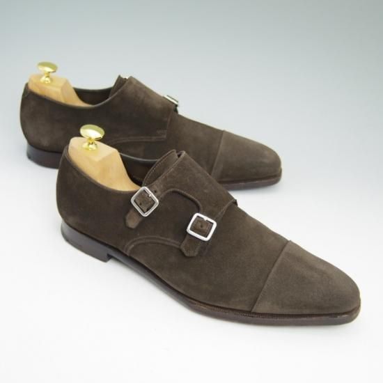 極上★クロケット&ジョーンズ 8.5E【ラウンズ/LOWNDES】ダブルモンク/348ラスト/濃茶/スエード/メンズ/Crockett&Jones★d195-9 2-3回利用 クロケット＆ジョーンズ 8 LOWNDES ダブルモンク ブラウン