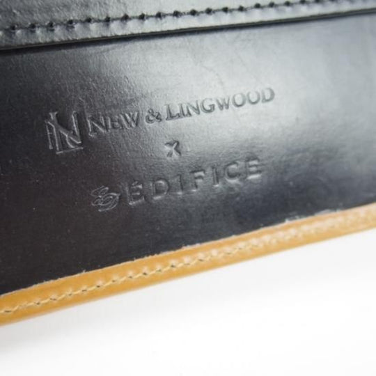 極美品★ニュー&リングウッド【★ブライドルレザー仕様】茶×黒/二つ折り財布/レザー 本革/メンズ/NEW&LINGWOOD★b365