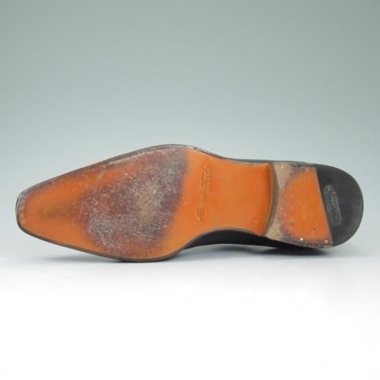 極美品★サントーニ SIZE 5.5【★パティーヌ黒〜灰/イミテーションブローグ】オックスフォード/Santoni★b395