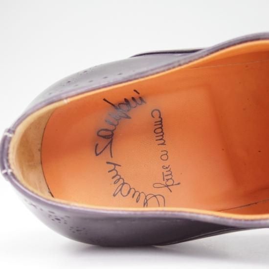 極美品★サントーニ SIZE 5.5【★パティーヌ黒〜灰/イミテーションブローグ】オックスフォード/Santoni★b395