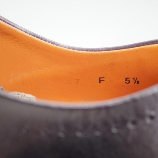 極美品★サントーニ SIZE 5.5【★パティーヌ黒〜灰/イミテーションブローグ】オックスフォード/Santoni★b395