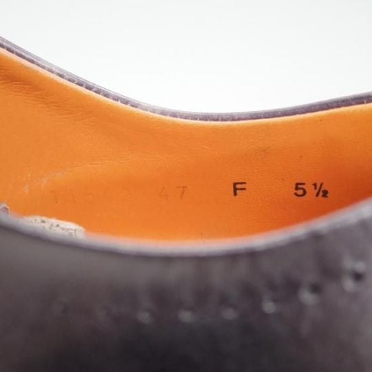 極美品★サントーニ SIZE 5.5【★パティーヌ黒〜灰/イミテーションブローグ】オックスフォード/Santoni★b395