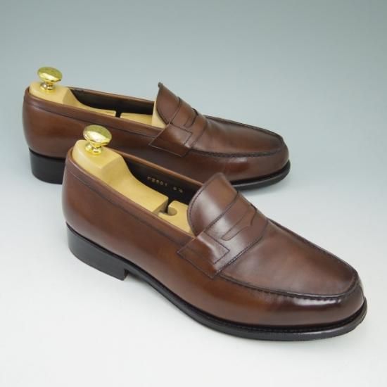 美品★ペルフェット SIZE 8.5【★半カラス仕上げ/P2601】コインローファー/PERFETTO★b418