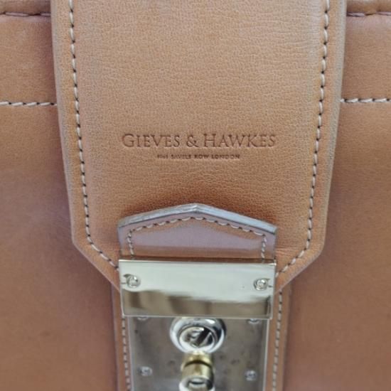 極上★(英)GIEVES & HAWKES/ギーブス&ホークス【★鞄】ダレスバッグ/ソフトダレス/レザー 茶/メンズ ビジネス バッグ★N4886
