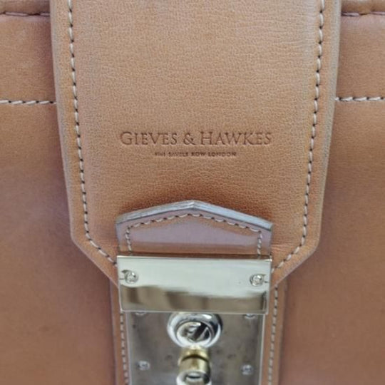 極上★(英)GIEVES & HAWKES/ギーブス&ホークス【★鞄】ダレスバッグ/ソフトダレス/レザー 茶/メンズ ビジネス バッグ★N4886