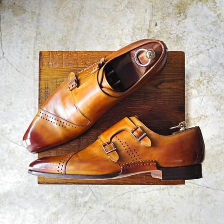 美品★マグナーニ SIZE 41【定価8万円程度★オパンケ ボロネーゼ製法】ダブルモンク/MAGNANNI★b481