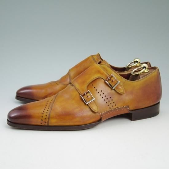 美品★マグナーニ SIZE 41【定価8万円程度★オパンケ ボロネーゼ製法】ダブルモンク/MAGNANNI★b481