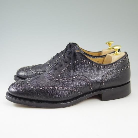 極美品★チャーチ 75F/UK7.5【★希少!!ガンメタ色スタッズ/BURWOOD 2S/バーウッド】81ラスト/フルブローグ/ウィングチップ/Church's★b490