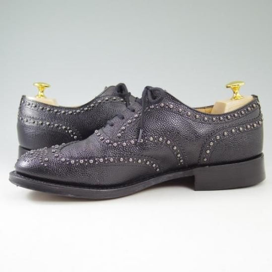 極美品★チャーチ 75F/UK7.5【★希少!!ガンメタ色スタッズ/BURWOOD 2S/バーウッド】81ラスト/フルブローグ/ウィングチップ/Church's★b490