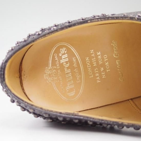 極美品★チャーチ 75F/UK7.5【★希少!!ガンメタ色スタッズ/BURWOOD 2S/バーウッド】81ラスト/フルブローグ/ウィングチップ/Church's★b490