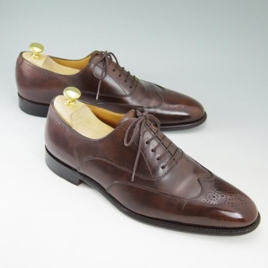 極上★ジョンロブ製 SIZE 41/UK6.5程度【★超希少!!エルメス別注/HERMES】ミュージアムカーフ/JOHN/ウイングチップ/JOHN LOBB★b492