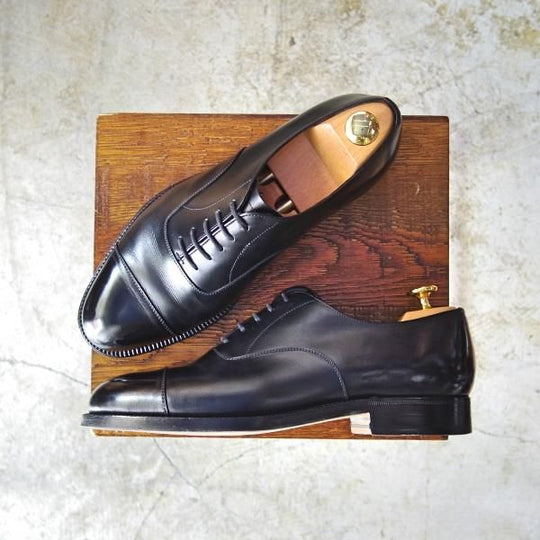 極美品★(伊)タニノクリスチー SIZE 6.5【★希少!!ハンドソーンウェルテッド製法】ストレートチップ/カーフ/TANINO CRISCI★b525