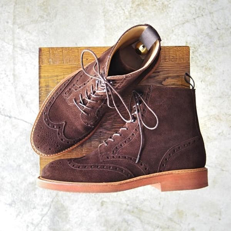 極美品★クロケット&ジョーンズ 6E【★カントリーブーツ/SKYE】スエード/335ラスト/スカイ/ブーツ/Crockett&Jones★b548