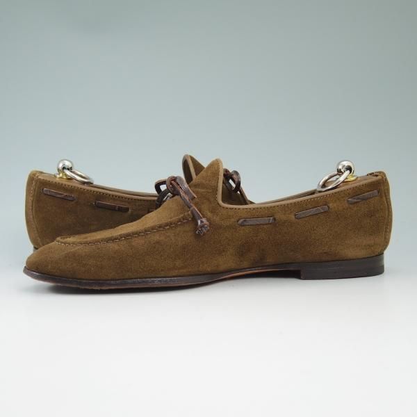 極美品★サントーニ SIZE 6.5【★ビームス/BEAMS別注】リボン ローファー/スエード/Santoni★b584