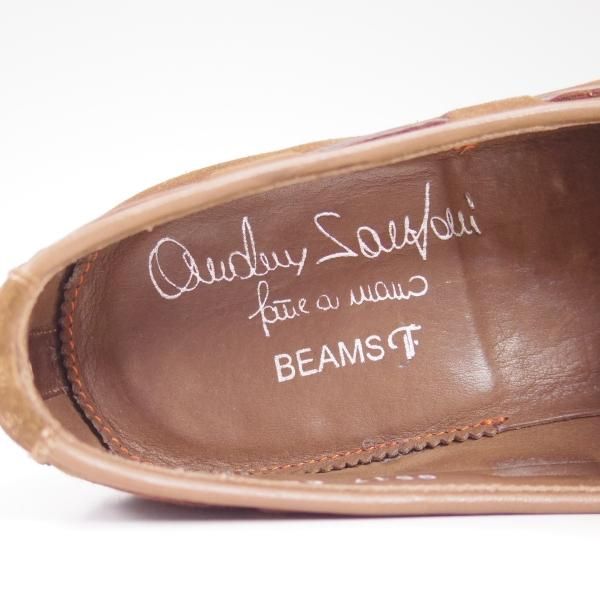 極美品★サントーニ SIZE 6.5【★ビームス/BEAMS別注】リボン ローファー/スエード/Santoni★b584
