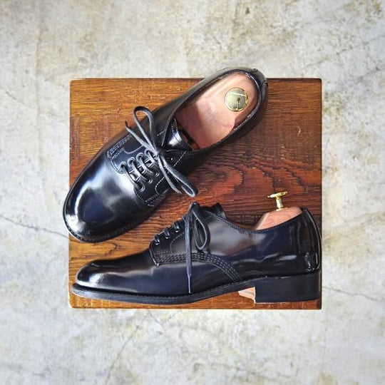 極美品★(英)サンダース(レディース) UK4【★プレーントゥ/1052B】ポリッシュ カーフ/T475/ブラック/SANDERS★b592