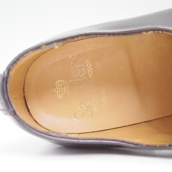 極美品★(英)サンダース(レディース) UK4【★プレーントゥ/1052B】ポリッシュ カーフ/T475/ブラック/SANDERS★b592